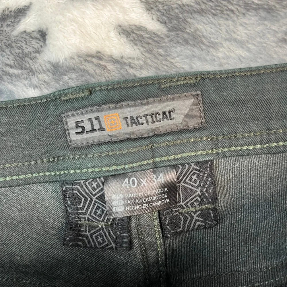 5.11 Tactical Defender-Flex Slim Pants Mens 40x34 Dark Green Black Twill 74464